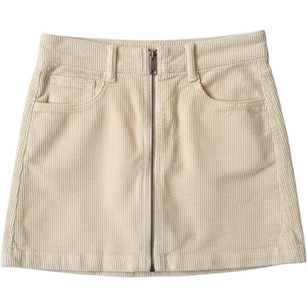 American Eagle Corduroy Mini Skirt Womens 0 Cream Excellent Front Zip Stretch